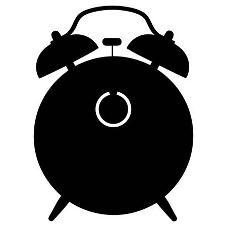 Alarm Clock Illustration, Classic Timepiece Symbol, Retro Clock Silhouetteのイラスト素材