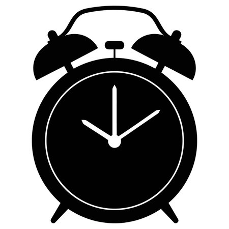 Alarm Clock Illustration, Classic Alarm Clock Vector, Minimalist Clock Graphicのイラスト素材