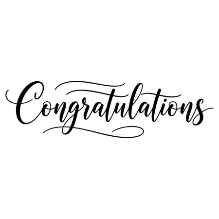 Congratulations Script, Congratulatory Lettering Design, Elegant Congratulations Calligraphyのイラスト素材