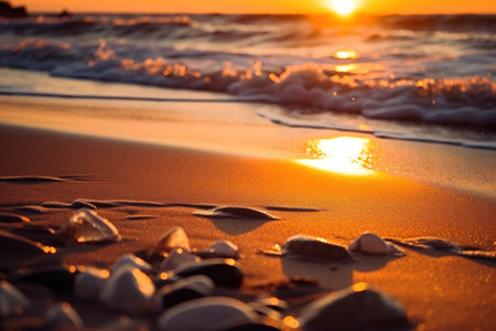 A Serene Beach Sunset - Generative AIの素材