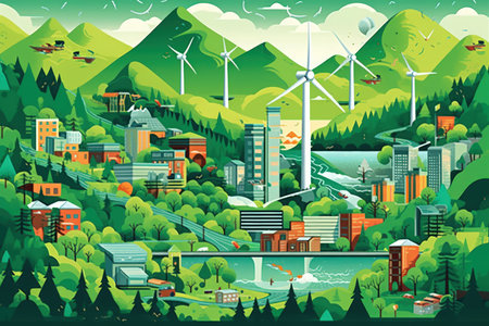 Advancements in Renewable Energy Infrastructure - Generative AIの素材