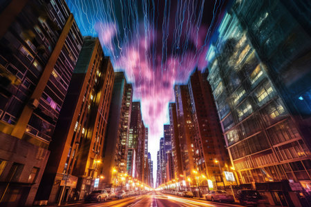 A Vibrant Cityscape at Night - Generative AIの素材