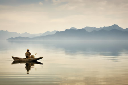 The Lonely Fisherman - Generative AIの素材