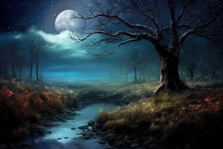 Enchanting Moonlit Landscapes - Generative AIの素材