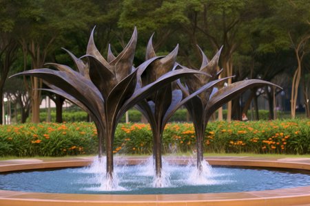 Graceful fountains with cascading water - Generative AIの素材