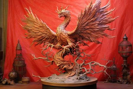 Majestic phoenix rising from fiery ashes - Generative AIの素材