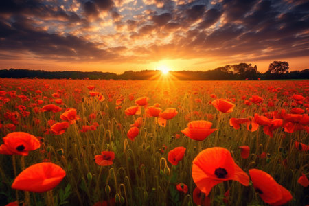 Sun-kissed Poppy Fields - Generative AIの素材
