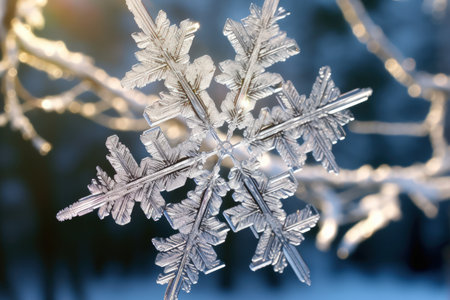 Delicate snowflakes with intricate crystal formations - Generative AIの素材