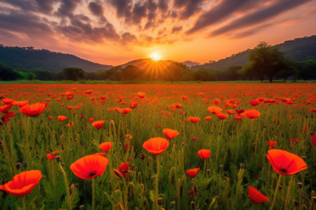 Sun-kissed Poppy Fields - Generative AIの素材