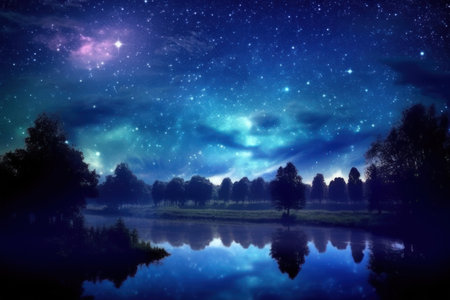 Dreamlike Night Sky Adorned with Stars - Generative AIの素材
