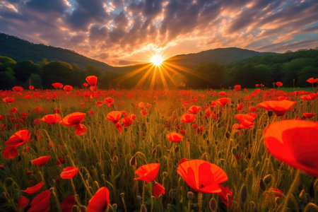 Sun-kissed Poppy Fields - Generative AIの素材