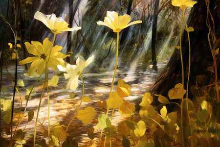 Subtle play of light and shadow in natures embrace - Generative AIの素材