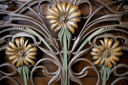 Elaborate wrought ironwork with organic motifs - Generative AIの素材