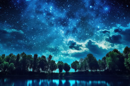 Dreamlike Night Sky Adorned with Stars - Generative AIの素材