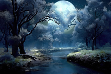Enchanting Moonlit Landscapes - Generative AIの素材