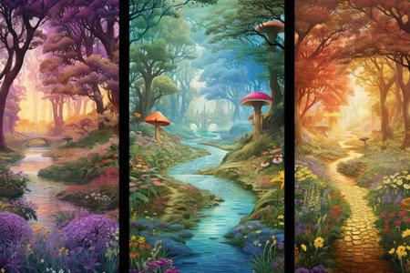 Dreamy Landscapes with Meandering Paths - Generative AIの素材