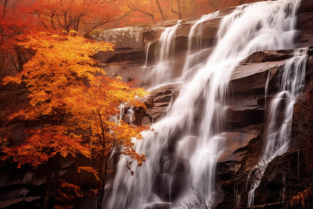 Majestic Waterfall in Autumn - Generative AIの素材