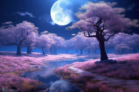 Enchanting Moonlit Landscapes - Generative AIの素材