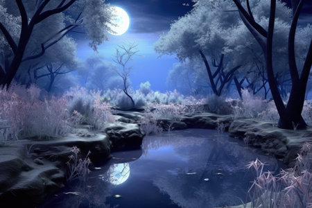 Enchanting Moonlit Landscapes - Generative AIの素材