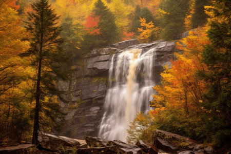 Majestic Waterfall in Autumn - Generative AIの素材
