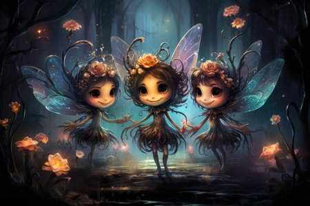 Adorable pixies spreading joy and mischief - Generative AIの素材