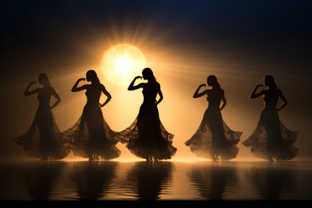 Graceful moonlit dancers, moving in perfect synchrony with the celestial rhythms - Generative AIの素材