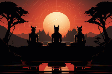 Enigmatic sphinxes posing riddles to test the minds of adventurers - Generative AIの素材