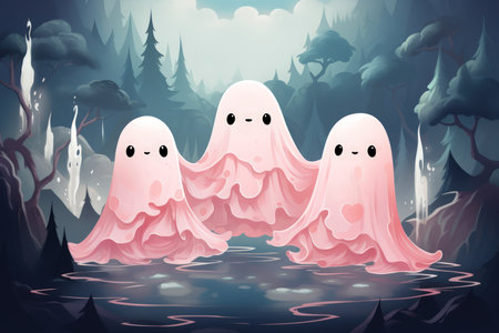 Ethereal mist guardians, protecting sacred sites with their veiled presence - Generative AIの素材