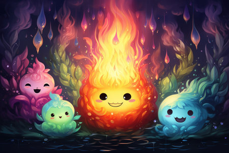 Elemental chaos spirits, embodying the unpredictable forces of nature - Generative AIの素材