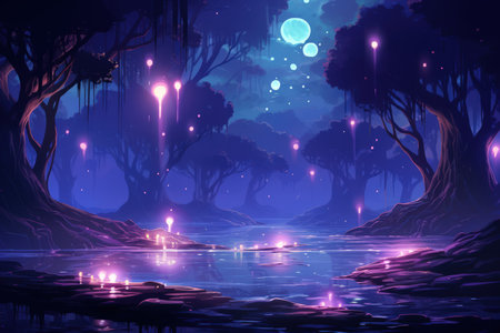 Ethereal moonlight sprites, radiating soft glow and granting wishes - Generative AIの素材