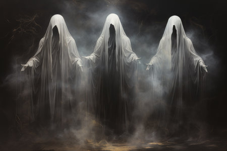 Ethereal mist guardians, protecting sacred sites with their veiled presence - Generative AIの素材