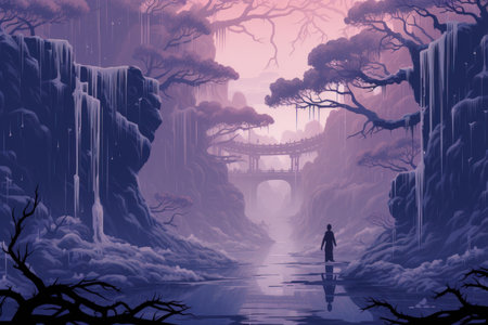 Elusive mist walkers, traversing through dense fog and hidden realms - Generative AIの素材