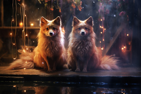 Cunning shape-shifting foxes with magical abilities - Generative AIの素材
