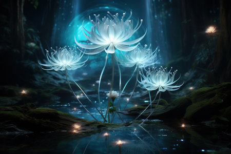 Ethereal moonlight sprites, radiating soft glow and granting wishes - Generative AIの素材
