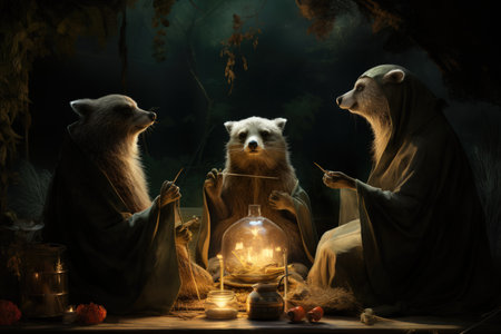 Charming talking animals offering sage advice - Generative AIの素材