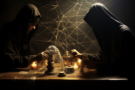 Enigmatic shadow weavers, crafting illusions and manipulating darkness - Generative AIの素材