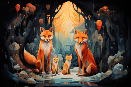 Cunning shape-shifting foxes with magical abilities - Generative AIの素材