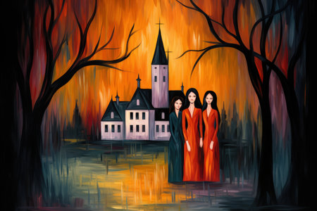 Hauntingly beautiful vampires with eternal allure - Generative AIの素材