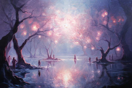 Ethereal moonlight sprites, radiating soft glow and granting wishes - Generative AIの素材