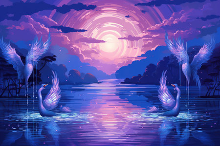 Ethereal mermaids with flowing sapphire tails - Generative AIの素材