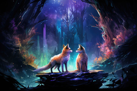 Cunning shape-shifting foxes with magical abilities - Generative AIの素材