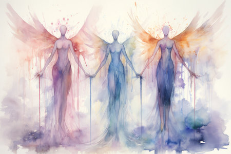 Celestial beings with wings of pure light and angelic voices - Generative AIの素材