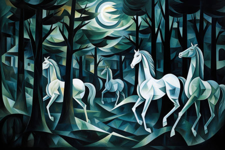 Elusive centaurs galloping through moonlit meadows - Generative AIの素材