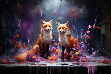 Cunning shape-shifting foxes with magical abilities - Generative AIの素材