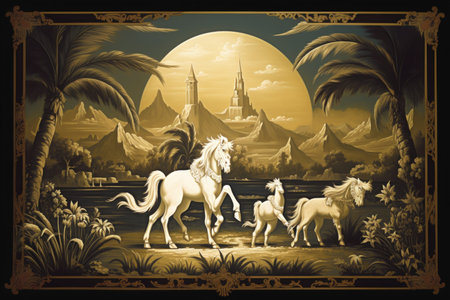 Elusive centaurs galloping through moonlit meadows - Generative AIの素材
