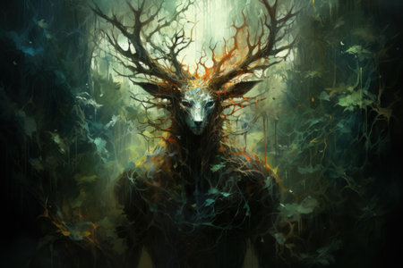 Ancient forest spirits, guarding the secrets of the woodland realms - Generative AIの素材