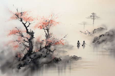 Elusive mist walkers, traversing through dense fog and hidden realms - Generative AIの素材