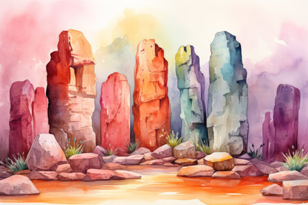 Harmonious singing stones, resonating with celestial melodies when struck - Generative AIの素材