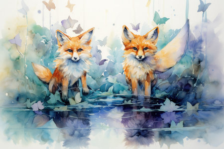 Cunning shape-shifting foxes with magical abilities - Generative AIの素材