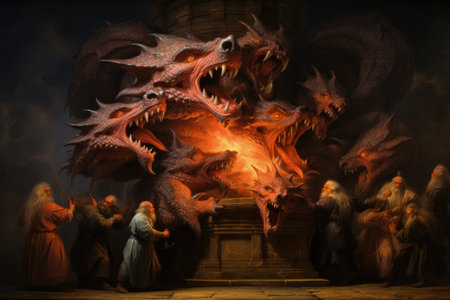 Fire-breathing drakes, smaller relatives of dragons, with fierce temperaments - Generative AIの素材